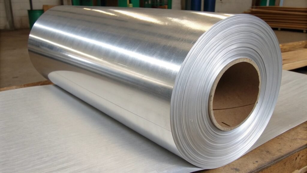 An image showing a spool of 4043 aluminum welding wire next to a welded 5052 marine-grade aluminum fuel tank.